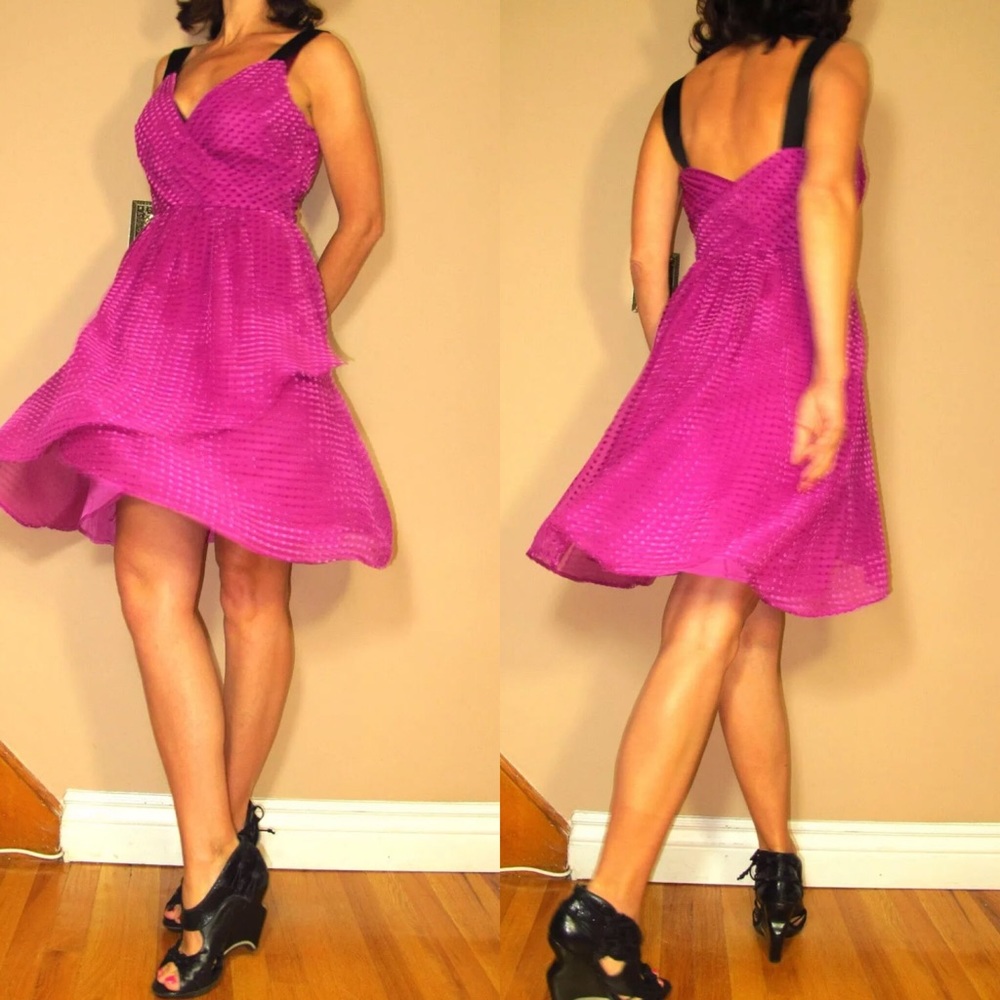 Anthropology Tracy Reese Purple Dress Y2K Vintage Sz 6 Coquette Sheer Fairy New